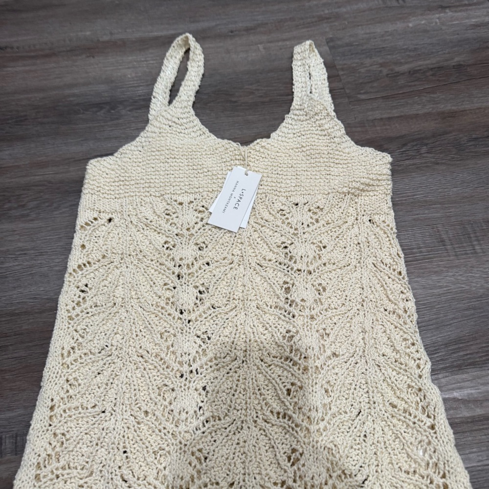 L*space X Hanna Montazami Lisola Crochet Cover Up Dress in Tapioca - Picture 5 of 11